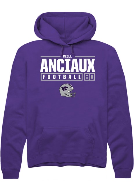 Will Anciaux Rally Mens Purple K-State Wildcats NIL Stacked Box Hooded Sweatshirt