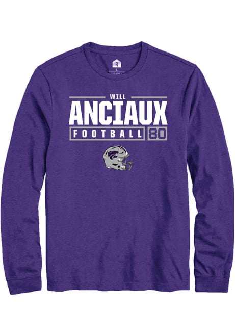 Will Anciaux Rally Mens Purple K-State Wildcats NIL Stacked Box Tee