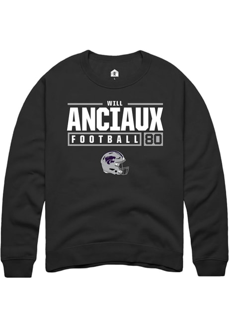 Will Anciaux Rally Mens Black K-State Wildcats NIL Stacked Box Crew Sweatshirt