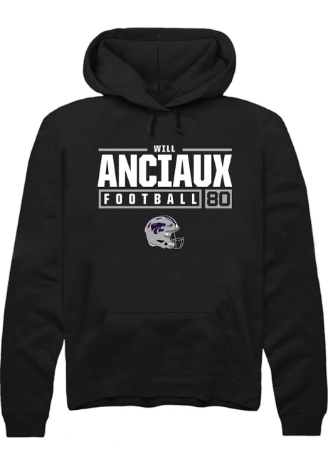 Will Anciaux Rally Mens Black K-State Wildcats NIL Stacked Box Hooded Sweatshirt