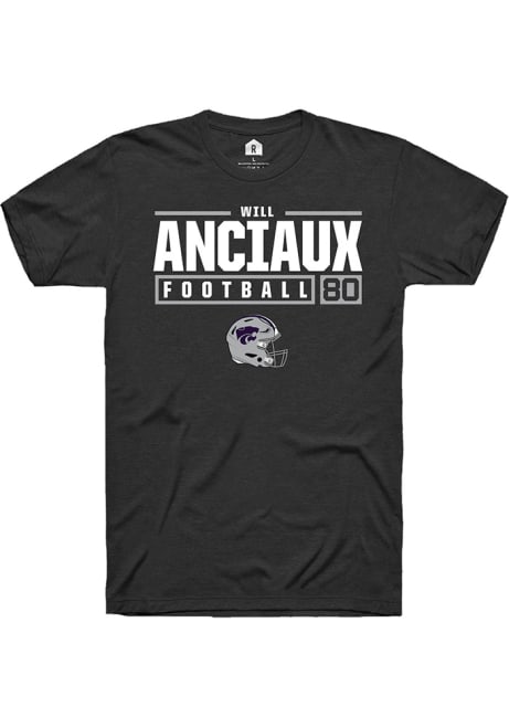 Will Anciaux Black K-State Wildcats NIL Stacked Box Short Sleeve T Shirt