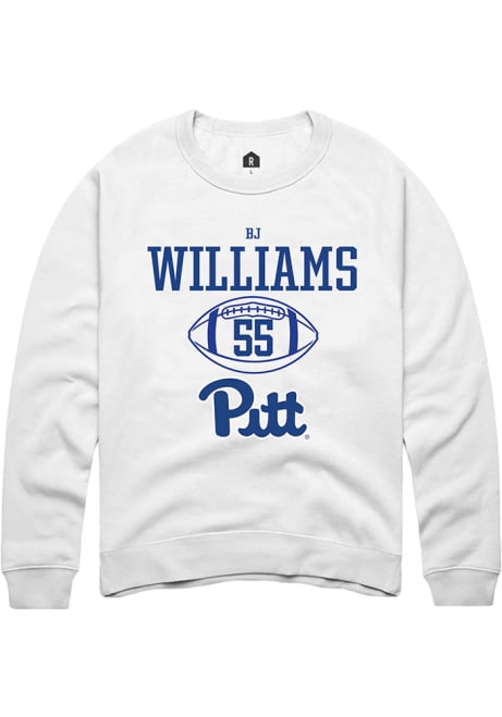 Bj Williams Rally Mens White Pitt Panthers NIL Sport Icon Crew Sweatshirt