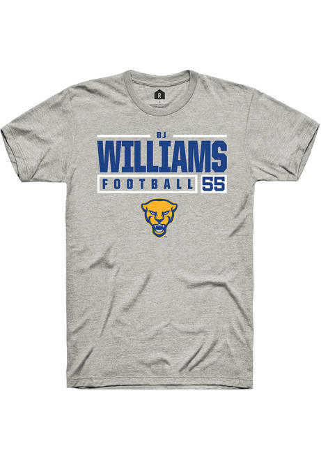 Bj Williams Ash Pitt Panthers NIL Stacked Box Short Sleeve T Shirt