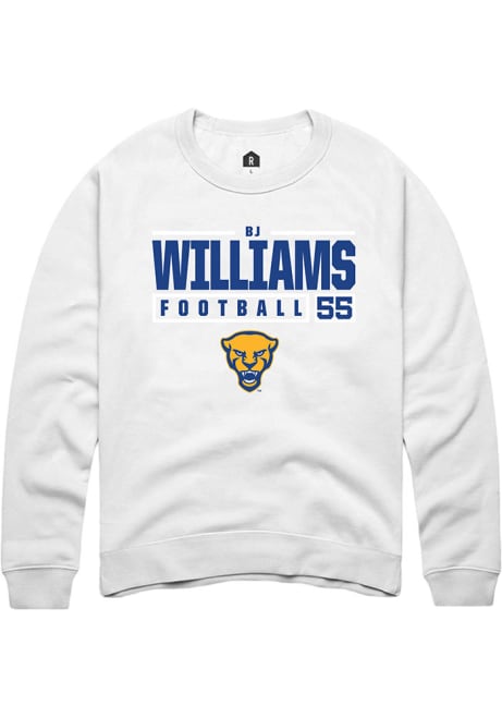 Bj Williams Rally Mens White Pitt Panthers NIL Stacked Box Crew Sweatshirt