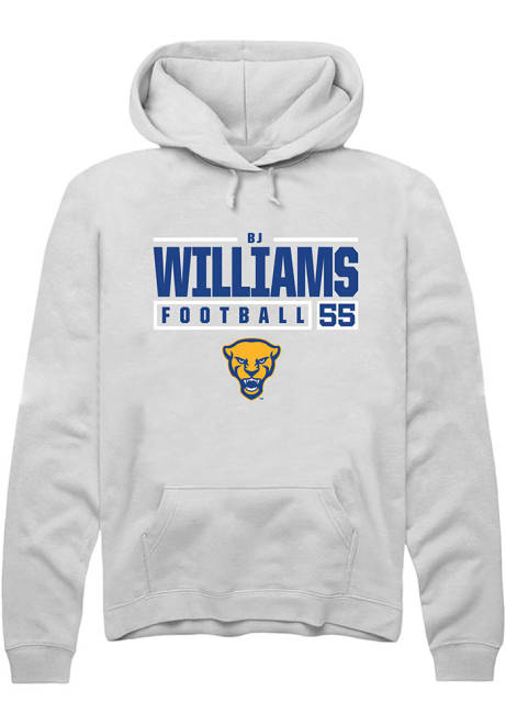 Bj Williams Rally Mens White Pitt Panthers NIL Stacked Box Hooded Sweatshirt