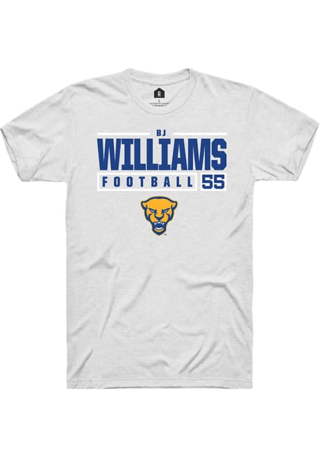 Bj Williams White Pitt Panthers NIL Stacked Box Short Sleeve T Shirt