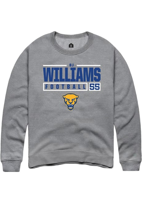 Bj Williams Rally Mens Graphite Pitt Panthers NIL Stacked Box Crew Sweatshirt