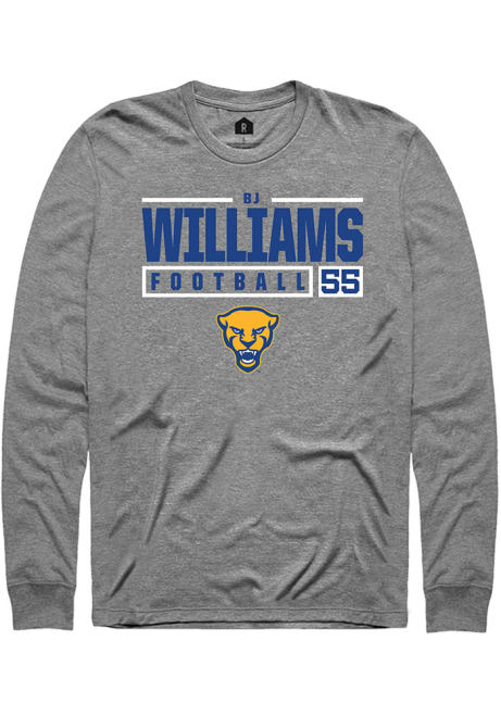 Bj Williams Rally Mens Graphite Pitt Panthers NIL Stacked Box Tee