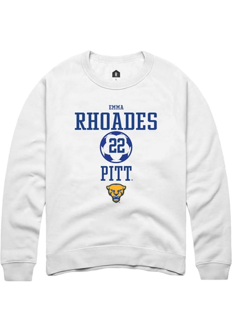 Emma Rhoades Rally Mens White Pitt Panthers NIL Sport Icon Crew Sweatshirt