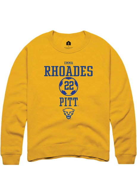 Emma Rhoades Rally Mens Gold Pitt Panthers NIL Sport Icon Crew Sweatshirt