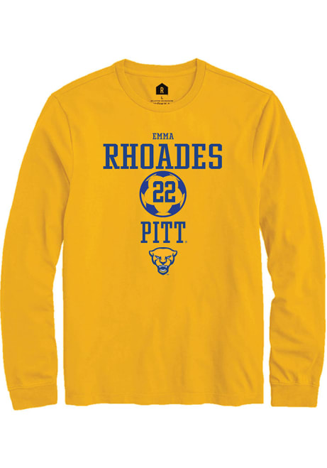 Emma Rhoades Rally Mens Gold Pitt Panthers NIL Sport Icon Tee