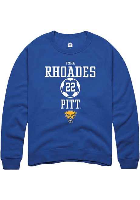 Emma Rhoades Rally Mens Blue Pitt Panthers NIL Sport Icon Crew Sweatshirt