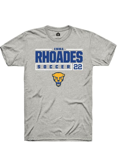 Emma Rhoades Ash Pitt Panthers NIL Stacked Box Short Sleeve T Shirt