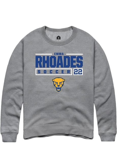 Emma Rhoades Rally Mens Graphite Pitt Panthers NIL Stacked Box Crew Sweatshirt