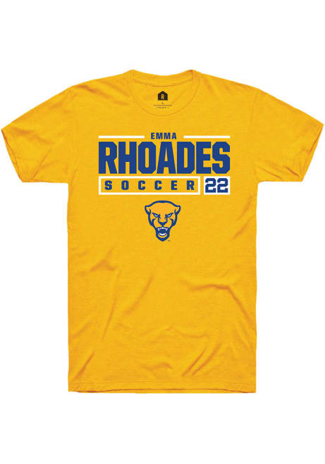 Emma Rhoades Gold Pitt Panthers NIL Stacked Box Short Sleeve T Shirt