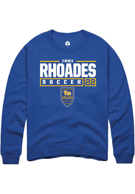 Emma Rhoades Rally Mens Blue Pitt Panthers NIL Stacked Box Crew Sweatshirt