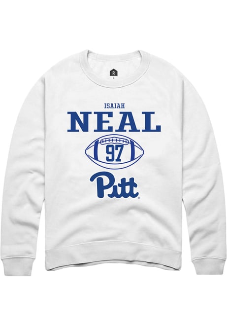 Isaiah Neal Rally Mens White Pitt Panthers NIL Sport Icon Crew Sweatshirt