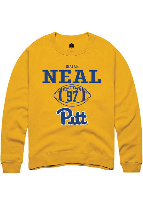 Isaiah Neal Rally Mens Gold Pitt Panthers NIL Sport Icon Crew Sweatshirt