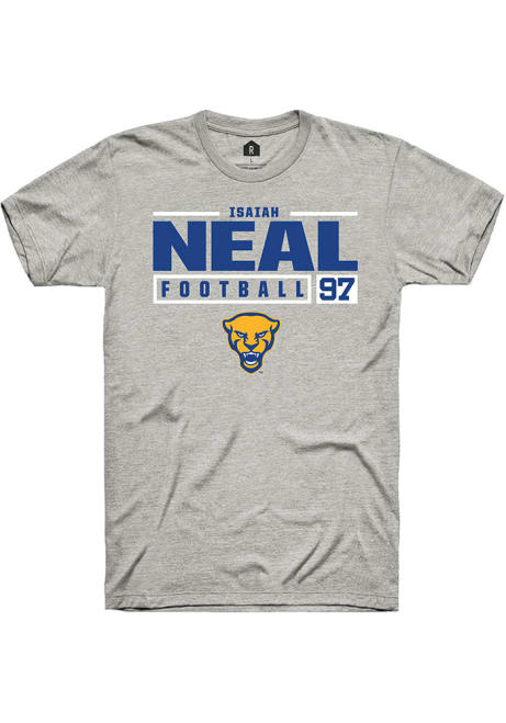 Isaiah Neal Ash Pitt Panthers NIL Stacked Box Short Sleeve T Shirt