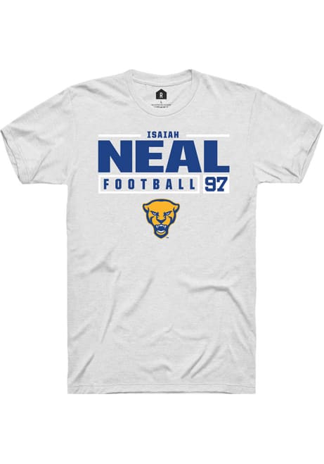 Isaiah Neal White Pitt Panthers NIL Stacked Box Short Sleeve T Shirt