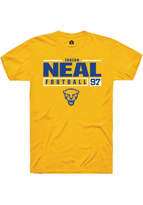 Isaiah Neal Gold Pitt Panthers NIL Stacked Box Short Sleeve T Shirt