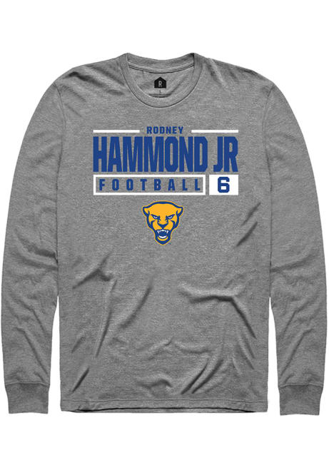 Rodney Hammond Jr. Rally Mens Graphite Pitt Panthers NIL Stacked Box Design Tee