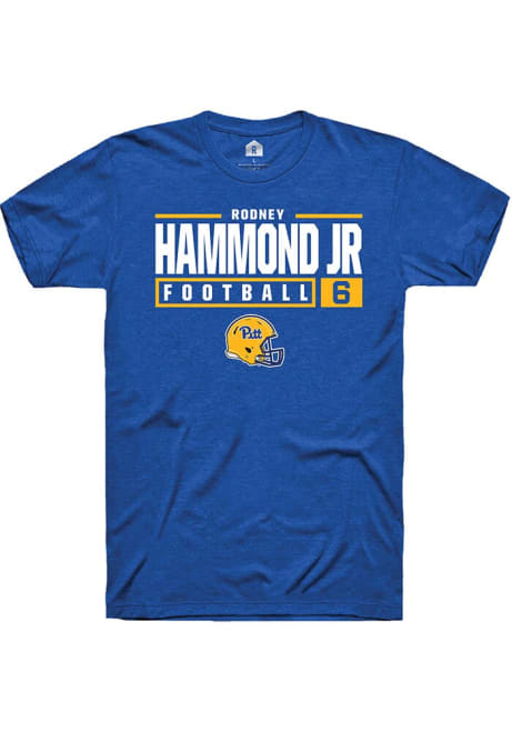 Rodney Hammond Jr. Blue Pitt Panthers NIL Stacked Box Short Sleeve T Shirt