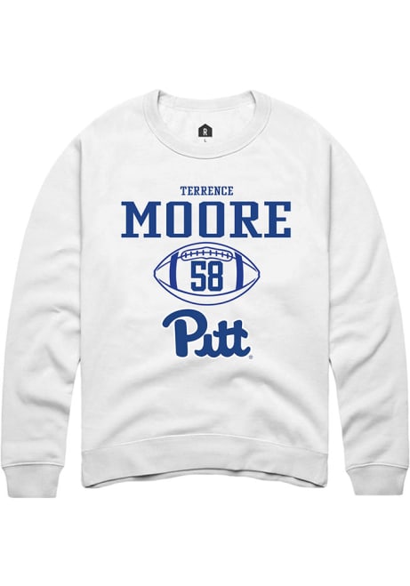 Terrence Moore Rally Mens White Pitt Panthers NIL Sport Icon Crew Sweatshirt