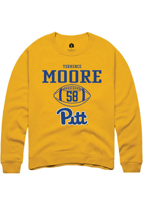 Terrence Moore Rally Mens Gold Pitt Panthers NIL Sport Icon Crew Sweatshirt