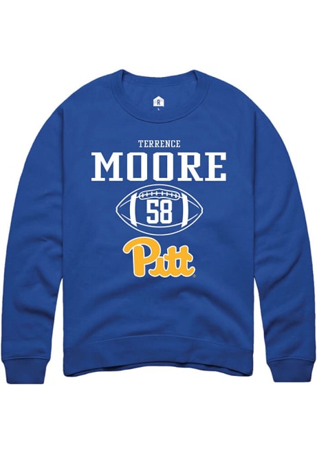 Terrence Moore Rally Mens Blue Pitt Panthers NIL Sport Icon Crew Sweatshirt