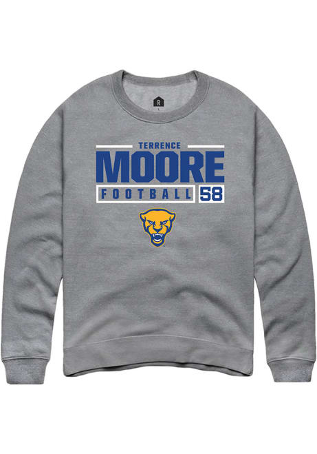 Terrence Moore Rally Mens Graphite Pitt Panthers NIL Stacked Box Crew Sweatshirt