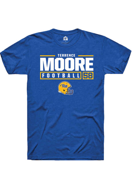 Terrence Moore Blue Pitt Panthers NIL Stacked Box Short Sleeve T Shirt