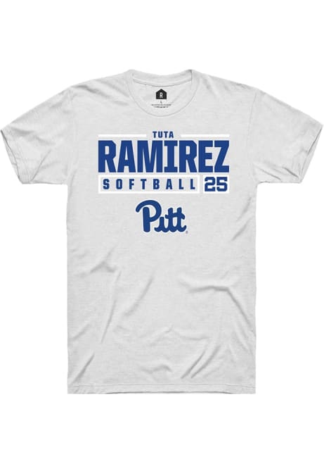 Tuta Ramirez White Pitt Panthers NIL Stacked Box Short Sleeve T Shirt