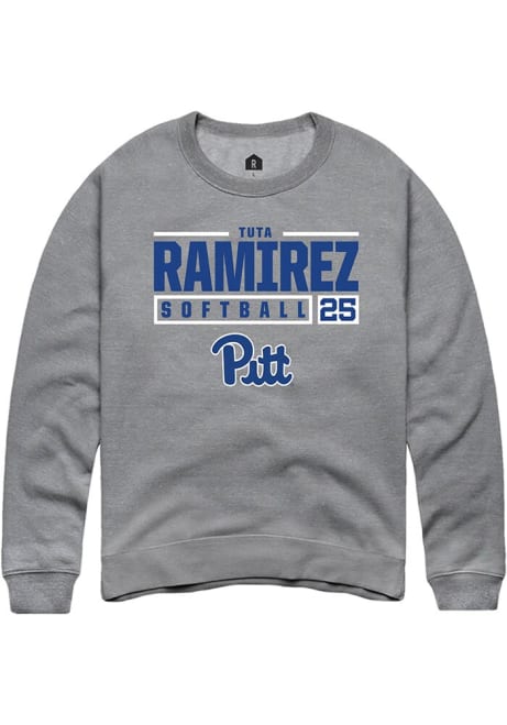 Tuta Ramirez Rally Mens Graphite Pitt Panthers NIL Stacked Box Crew Sweatshirt