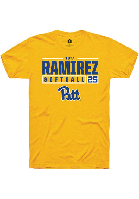 Tuta Ramirez Gold Pitt Panthers NIL Stacked Box Short Sleeve T Shirt