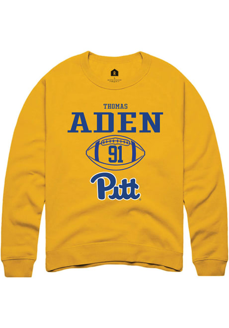 Thomas Aden Rally Mens Gold Pitt Panthers NIL Sport Icon Crew Sweatshirt