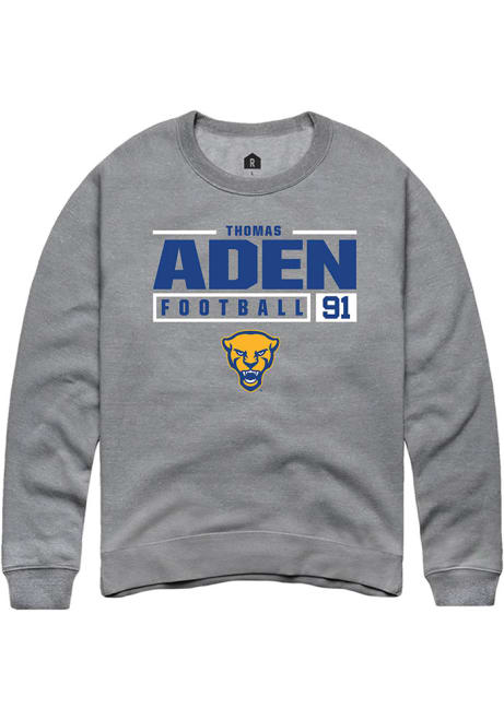 Thomas Aden Rally Mens Graphite Pitt Panthers NIL Stacked Box Crew Sweatshirt