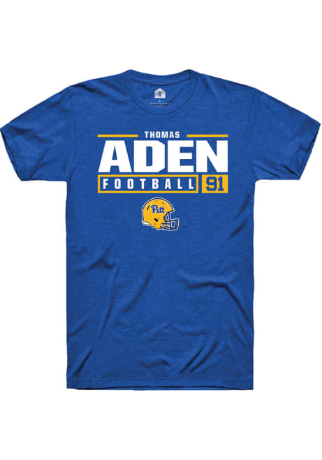 Thomas Aden Blue Pitt Panthers NIL Stacked Box Short Sleeve T Shirt