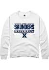 Main image for Ethan Saunders  Rally Xavier Musketeers Mens White NIL Stacked Box Long Sleeve Crew Sweatshirt