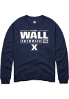 Main image for Nathan Wall  Rally Xavier Musketeers Mens Navy Blue NIL Stacked Box Long Sleeve Crew Sweatshirt