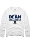 Main image for Aubrey Dean  Rally Xavier Musketeers Mens White NIL Stacked Box Long Sleeve Crew Sweatshirt