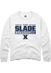 Main image for Claire Slade  Rally Xavier Musketeers Mens White NIL Stacked Box Long Sleeve Crew Sweatshirt