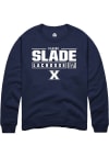 Main image for Claire Slade  Rally Xavier Musketeers Mens Navy Blue NIL Stacked Box Long Sleeve Crew Sweatshirt