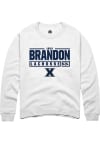 Main image for Jada Brandon  Rally Xavier Musketeers Mens White NIL Stacked Box Long Sleeve Crew Sweatshirt