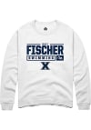 Main image for Kali Fischer  Rally Xavier Musketeers Mens White NIL Stacked Box Long Sleeve Crew Sweatshirt