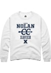 Main image for Trevor Nolan  Rally Xavier Musketeers Mens White NIL Sport Icon Long Sleeve Crew Sweatshirt