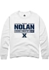 Main image for Trevor Nolan  Rally Xavier Musketeers Mens White NIL Stacked Box Long Sleeve Crew Sweatshirt