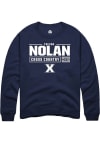 Main image for Trevor Nolan  Rally Xavier Musketeers Mens Navy Blue NIL Stacked Box Long Sleeve Crew Sweatshirt