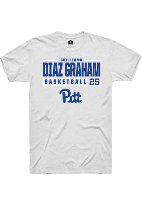 Guillermo Diaz Graham White Pitt Panthers NIL Stacked Box Short Sleeve T Shirt