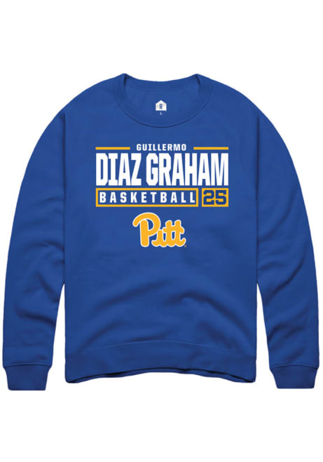 Guillermo Diaz Graham Rally Mens Blue Pitt Panthers NIL Stacked Box Crew Sweatshirt